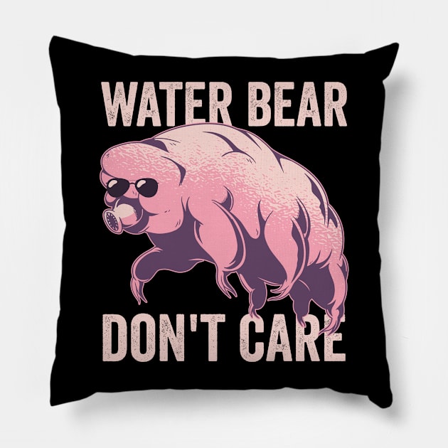 Water Bear Dont Care Funny Tardigrade Pillow by Visual Vibes