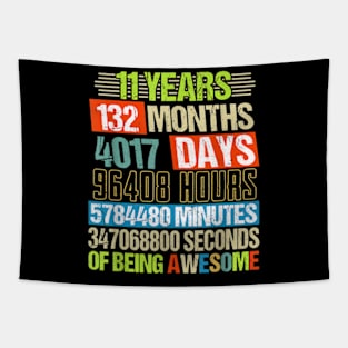 11 Years 132 Months Of Being Awesome 11th Birthday Countdown Tapestry