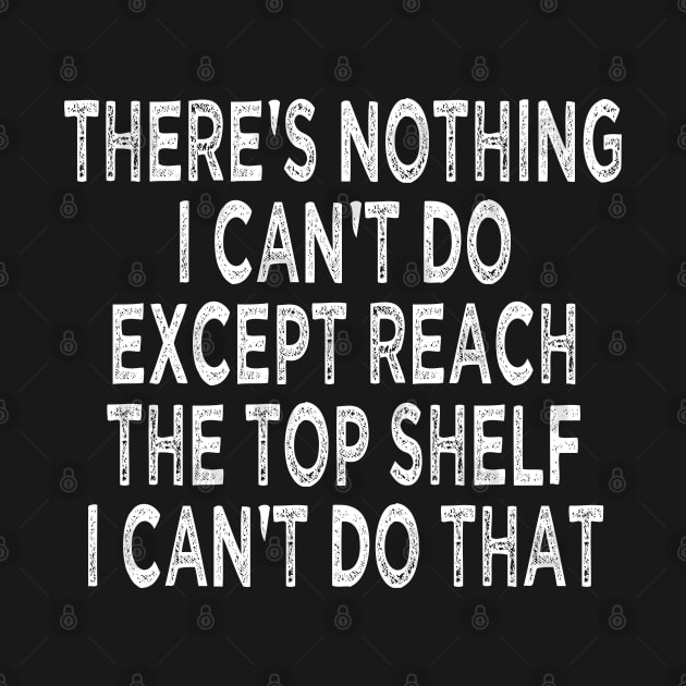 there's nothing i can't do except reach the top shelf i can't do that by mdr design