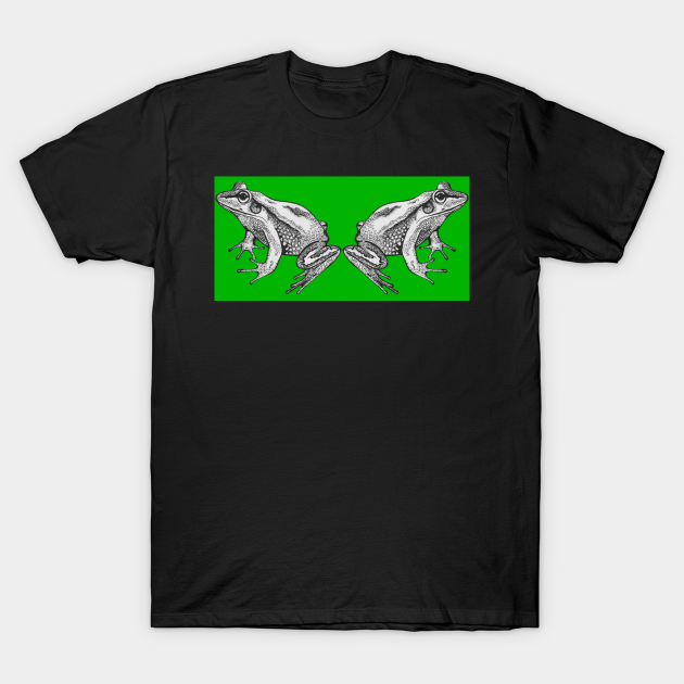 Two frogs on green background - Green Frog - T-Shirt