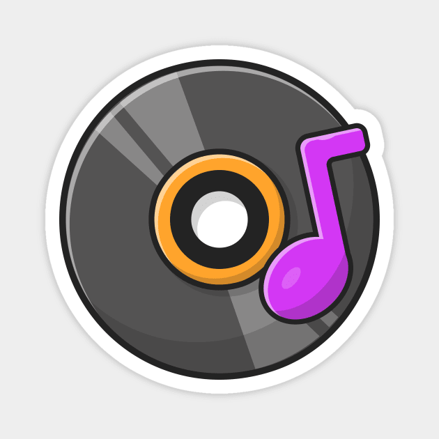 Vinyl Disk Music with Tune and Note of Music Cartoon Vector Icon Illustration (3) Magnet by Catalyst Labs