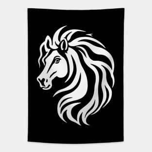 Minimalist Horse Head with Flowing Mane Tapestry