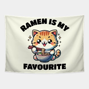 Ramen Is My Favourite Kawaii Cat Japanese Food Cat Lover Tapestry