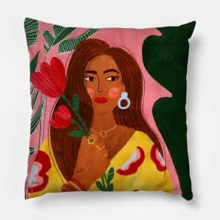 Lady with Tulips Pillow