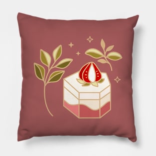 Strawberry Cake and Leaf Branch Pillow