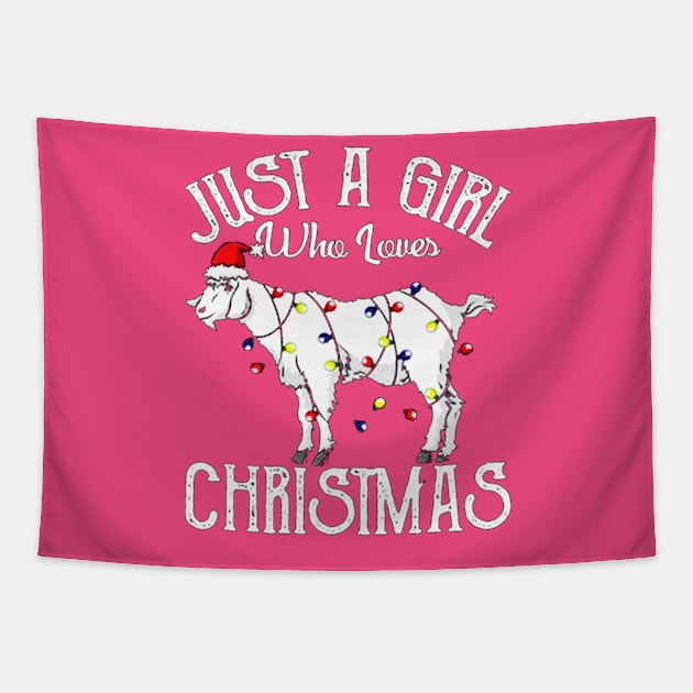 Just a Girl Who Loves Christmas Goat Tapestry by rosposaradesignart