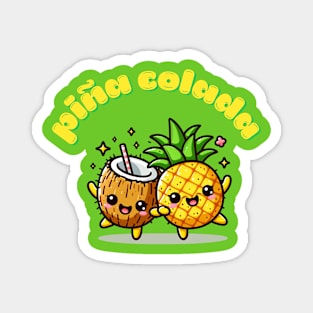 Pina colada cute kawaii ananas and coconut Magnet