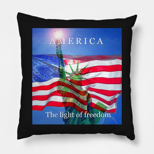 America the light of freedom Pillow by dltphoto