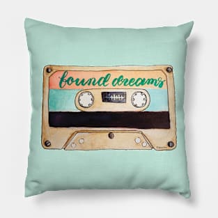 Found dreams nostalgic vintage watercolor cassette tapes Pillow