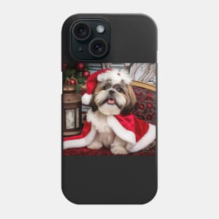 A Very Merry Shih Tzu Christmas In Santa Hat Phone Case