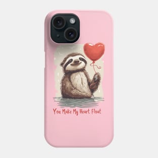 Floating with Love: Adorable Sloth Valentine's Day Phone Case