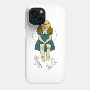Girl at a fish pond Phone Case