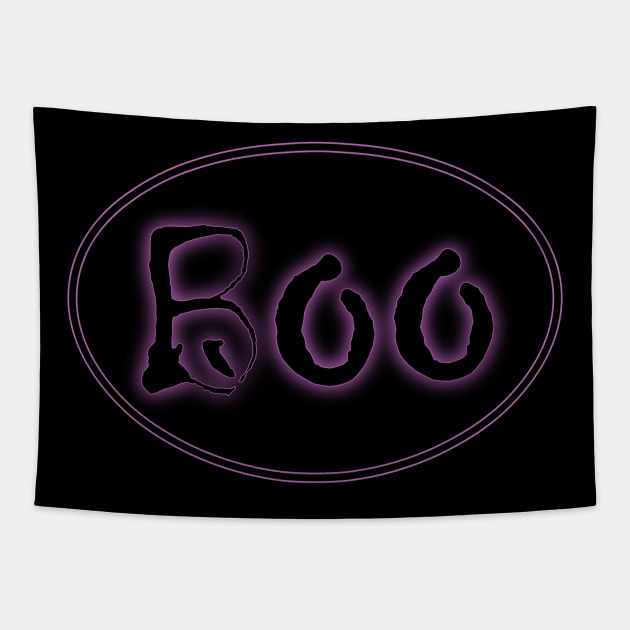 Glowing Purple Halloween Boo Bar Sign Tapestry by gkillerb