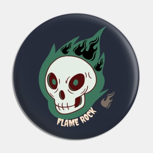 flame rock skull Pin