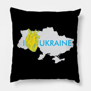 I love Ukraine, an anatomical heart in the colors of the flag. Pillow