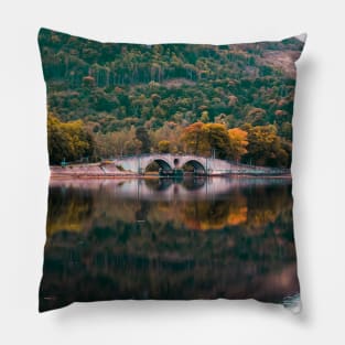 Beautiful Garron bridge in autumn - Inverary, Scotland Pillow