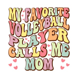 My Favorite Baseball Player Calls Me Mom Proud Baseball Mom Funny Groovy T-Shirt