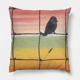 Bird on Fence Pillow