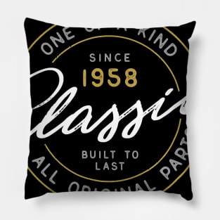 60th Birthday T-Shirt 1958 Classic Vintage Car Motorcycle T Pillow