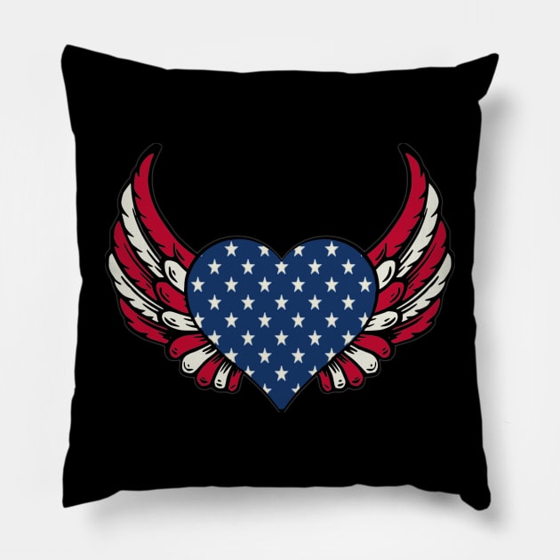 American Heart USA flag Pillow by KZK101