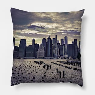 Manhattan Skyline Brooklyn New York City Pillow