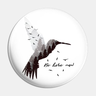 Hummingbird with Forest Design Pin