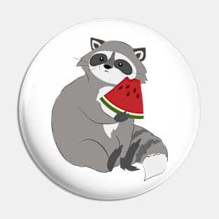 Cute raccoon with watermelon Pin