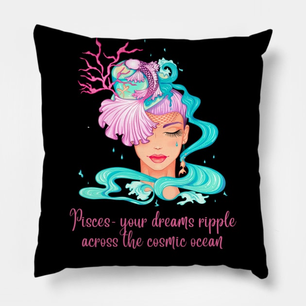 Pisces Birth Sign Pillow by BirdsnStuff