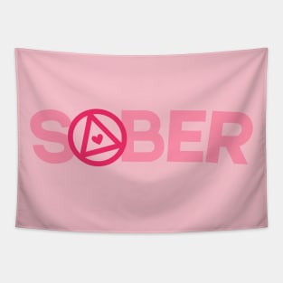 Pink Sober and AA Symbol Tapestry