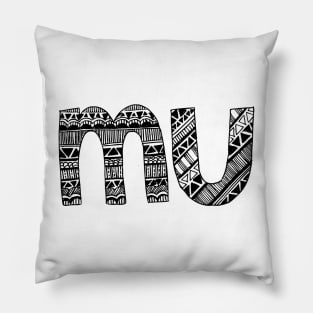 Mu Letter Doodle Pattern Pillow