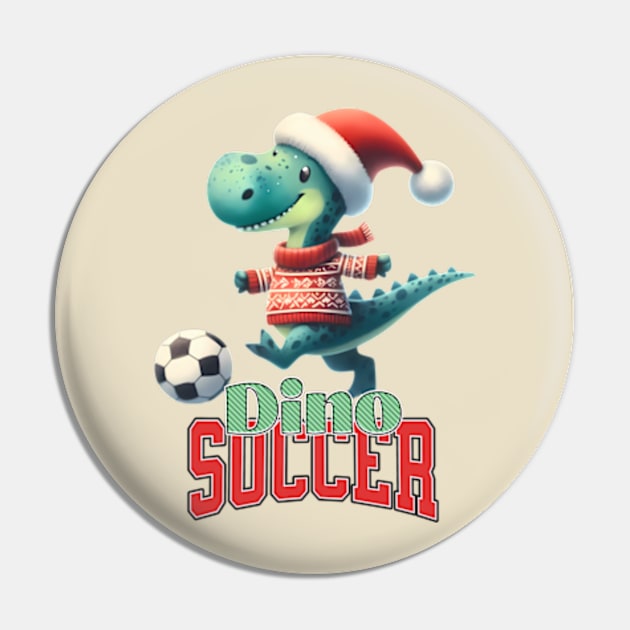 Dinosaur Christmas Soccer Pin by BrisaArtPrints