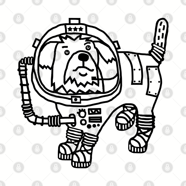 Astronaut Space General Sci Fi Dog Line Drawing by ellenhenryart