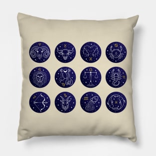 astrological zodiac collections signs illustration Pillow