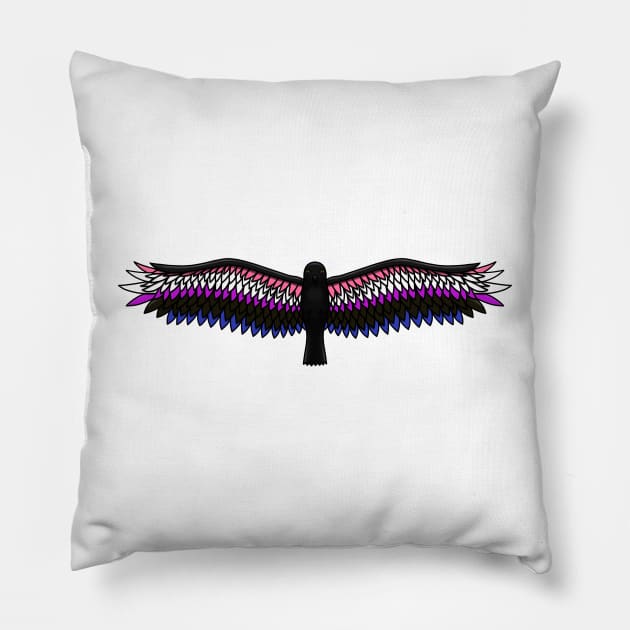 Fly With Pride, Raven Series - Genderfluid Pillow by StephOBrien