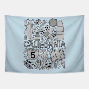 California Grey Doodle Tapestry