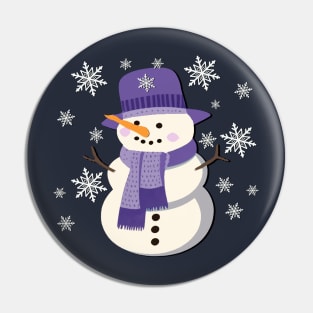 Snowman In Purple Snowflakes WInter Pin