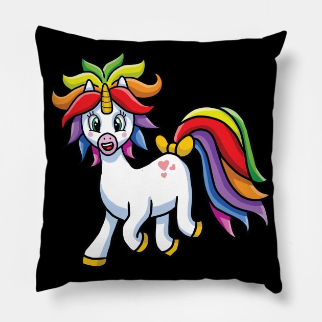 Unicorn Rainbow Wild Punk Rock Hair Style Anime Cute Manga Kawaii Cartoon Character Pillow by CoolFactorMerch