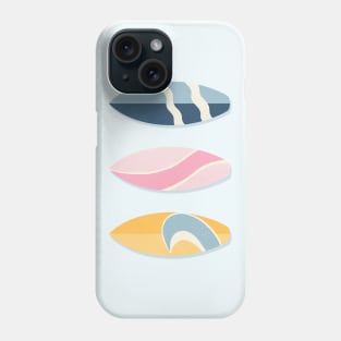 Retro surfboards lineup - pink, blue and yellow Phone Case