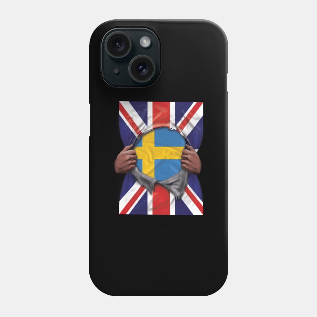 Sweden Flag Great Britain Flag Ripped - Gift for Swede From Sweden Phone Case by Country Flags