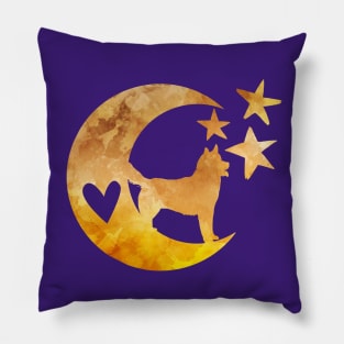 Husky Moon Stars Art Pillow