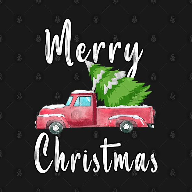 Merry Christmas Buffalo Truck Tree Red by BouchFashion