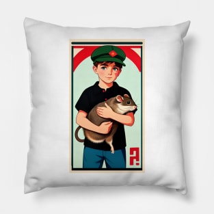 a boy and his rat Pillow