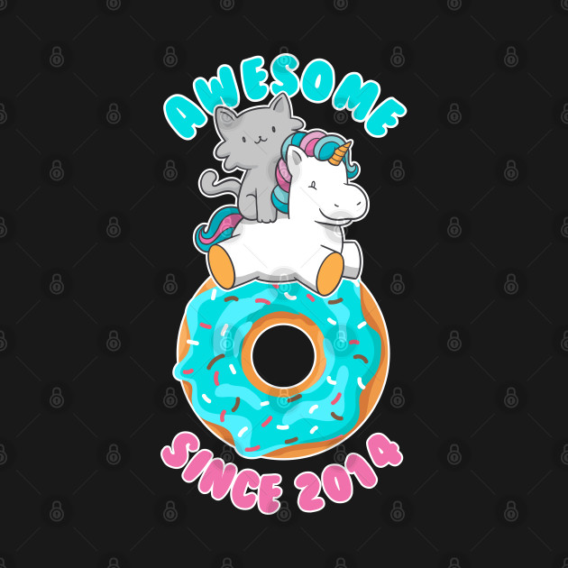 Disover Donut Kitten Unicorn Awesome since 2014 - Awesome Gift - T-Shirt