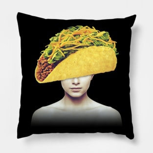 Taco head portrait Pillow