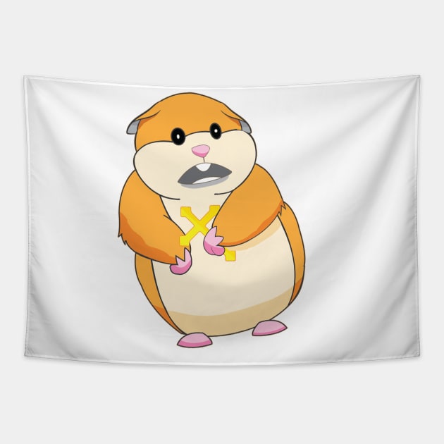 Scared Hamster with Cross Meme Hammond Tapestry by alltheprints