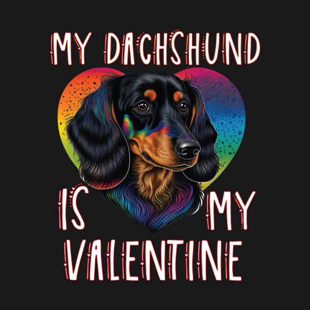 My Dachshund Is My Valentine Valentines Day Men Women Dog by Cute Creatures