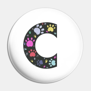 C letter  with colorful paw print Pin