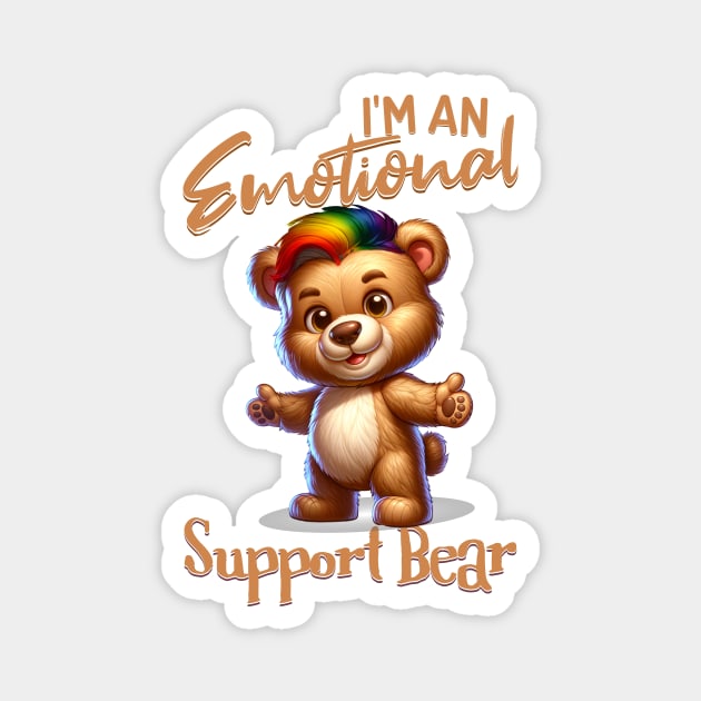 I Am An Emotional Support Bear Pride LGBT Free Hugs Magnet by Dezinesbyem Designs