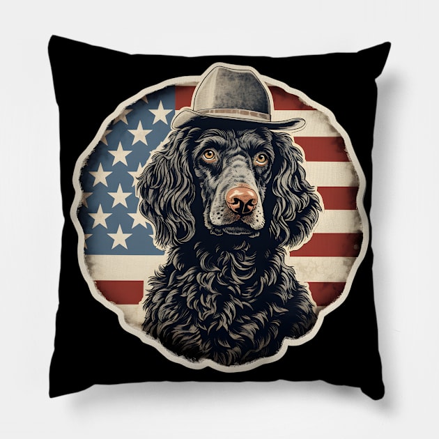 American Water Spaniel 4th of July Pillow by NatashaCuteShop