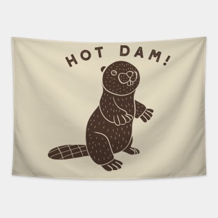 Hot Dam! Funny Beaver Tapestry